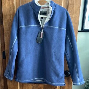 True Grit Blue Zip Up Sweater with Stand-Up Collar